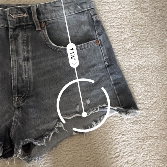 Zara Frayed High Waisted Grey Jean Shorts - Picture 6 of 9